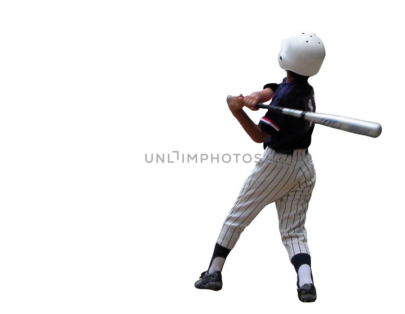 Children baseball player isolated over white background          