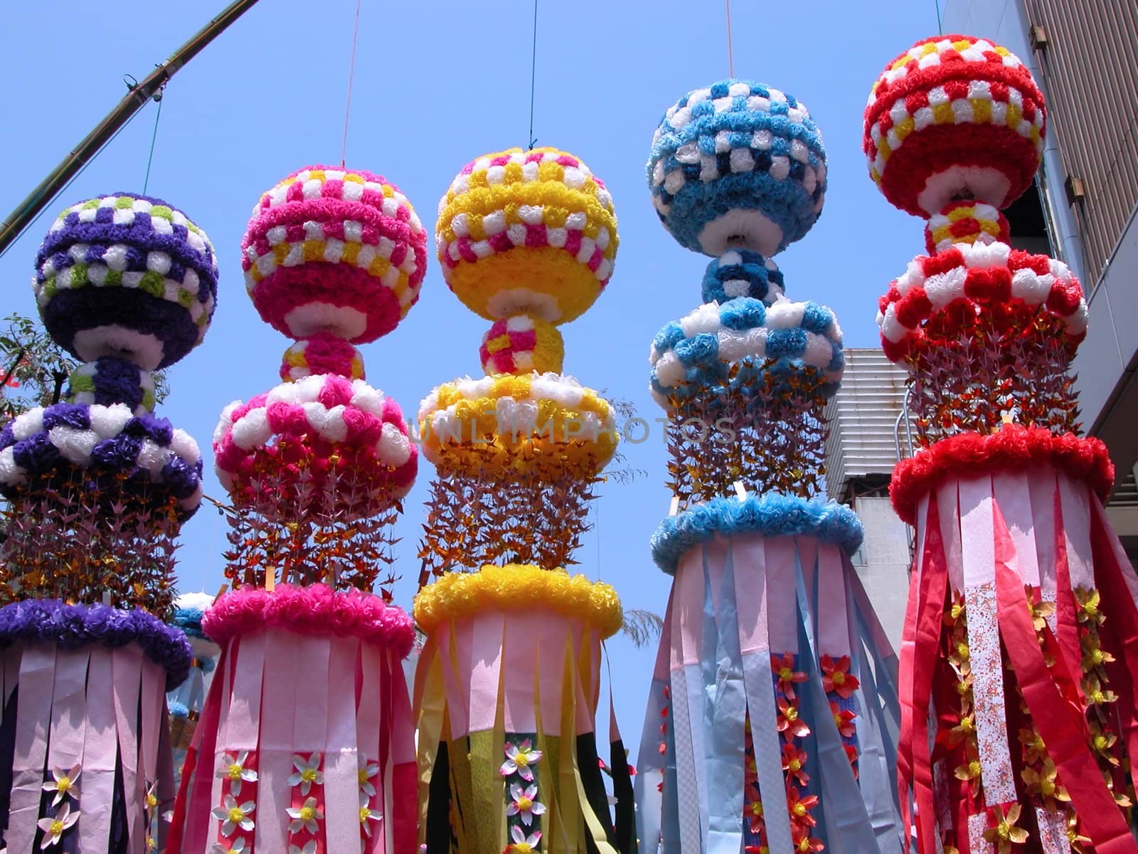 Characteristic origami decoration for Tanabata Matsuri (Stars festival) held in every summer in Sendai,Japan          