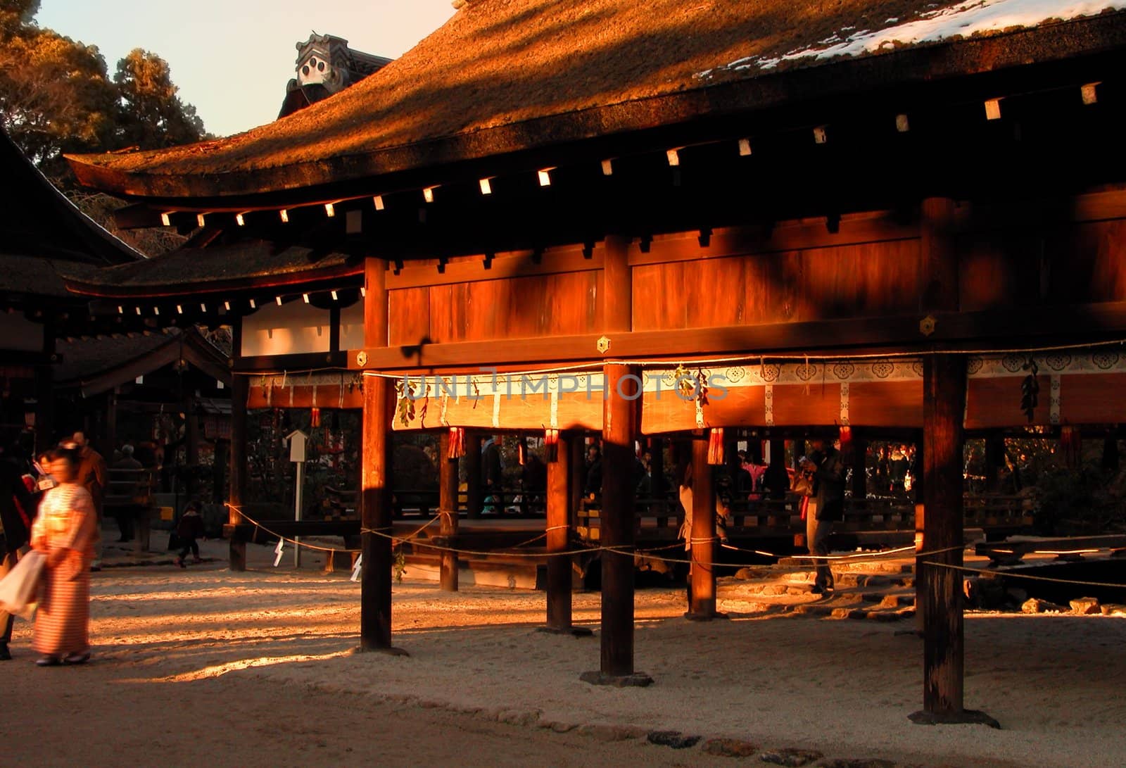 Dusk aspect from Kamigamo shrine,Kyoto,Japan, during early January.          