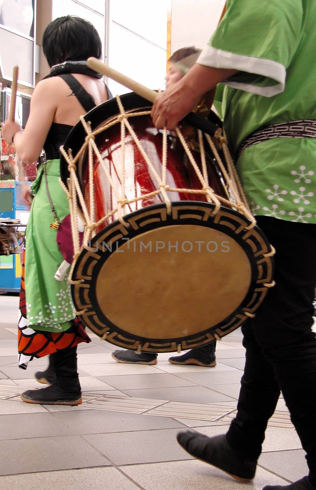 Japanese street festival interesting perspective....soft focus,motion blur in some areas.          