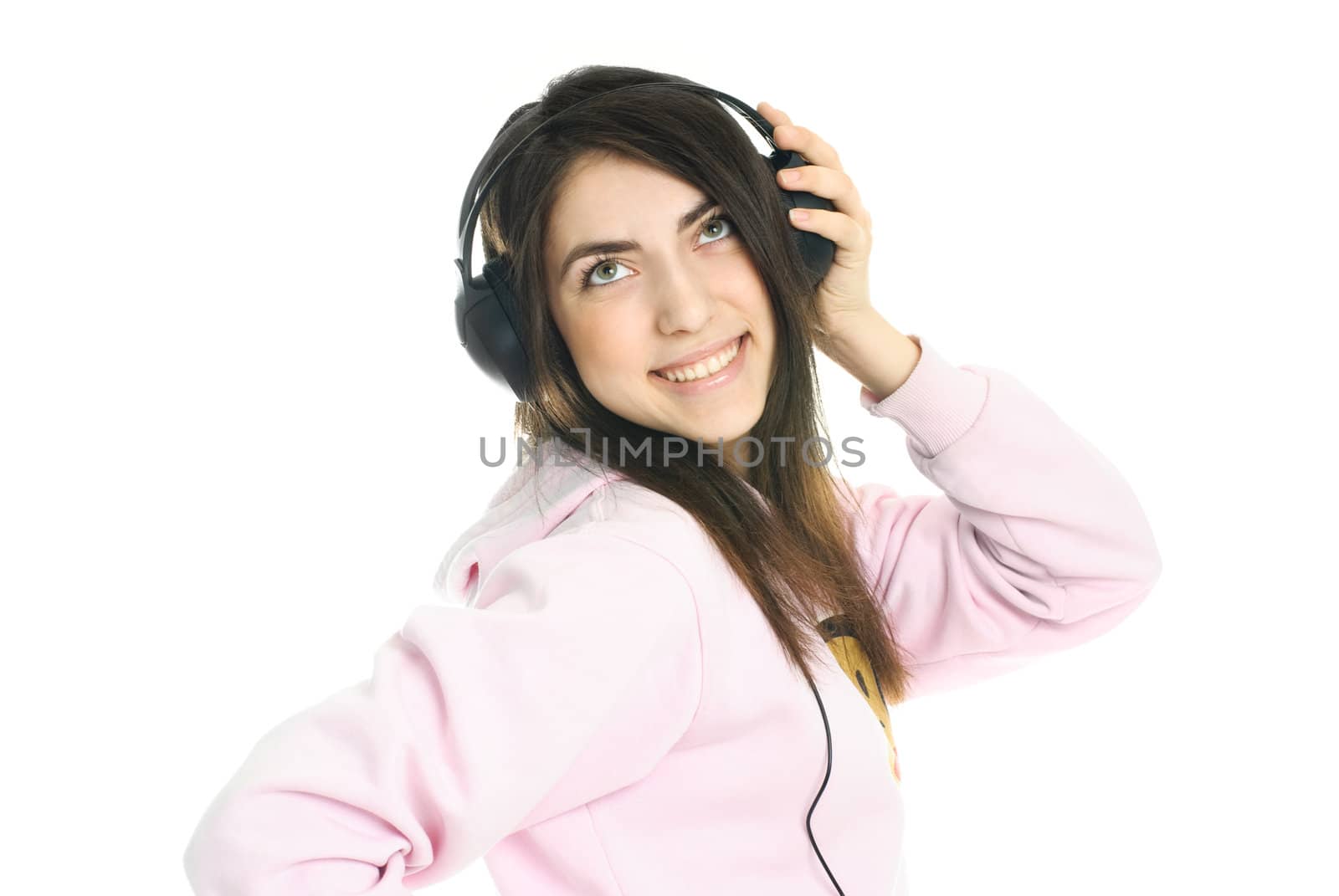 happy girl listening to the music by lanak