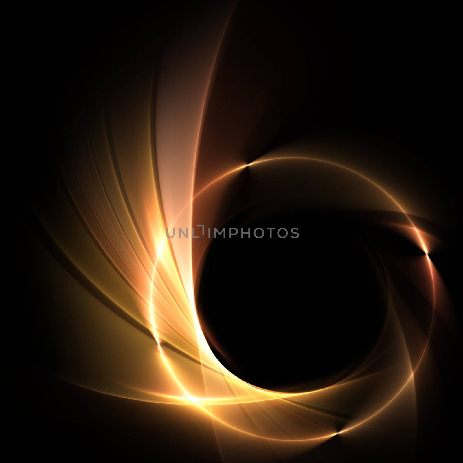 Abstract black background with fractal ring of fire

