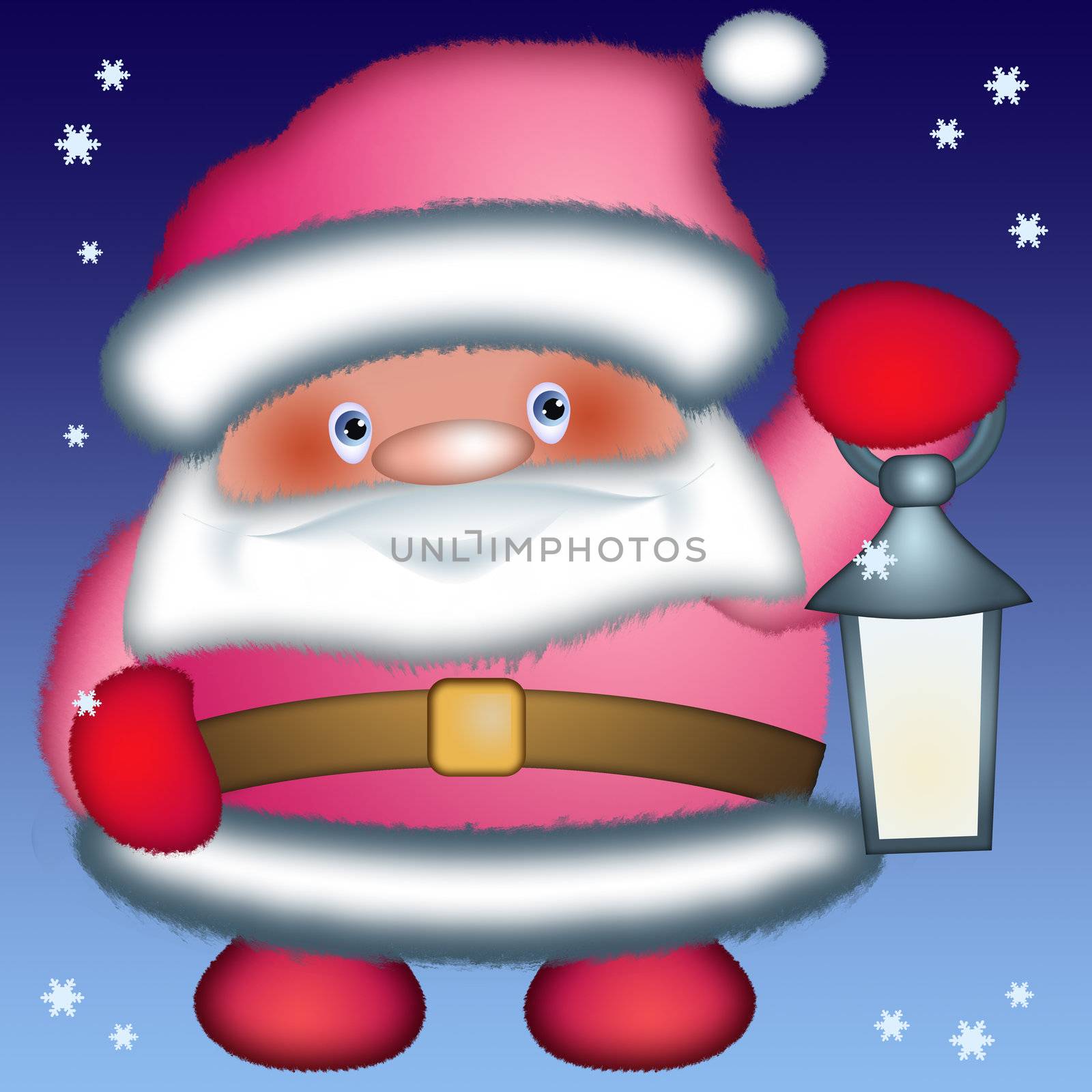 Santa Claus with torch in hand, drawing