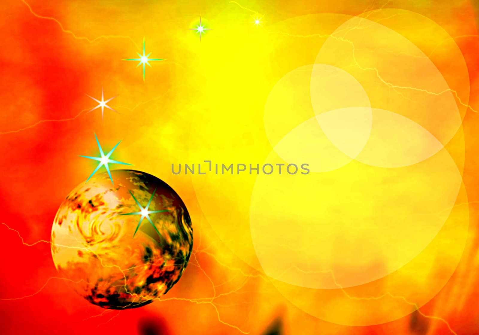 abstract symbolic image of a single planet in space