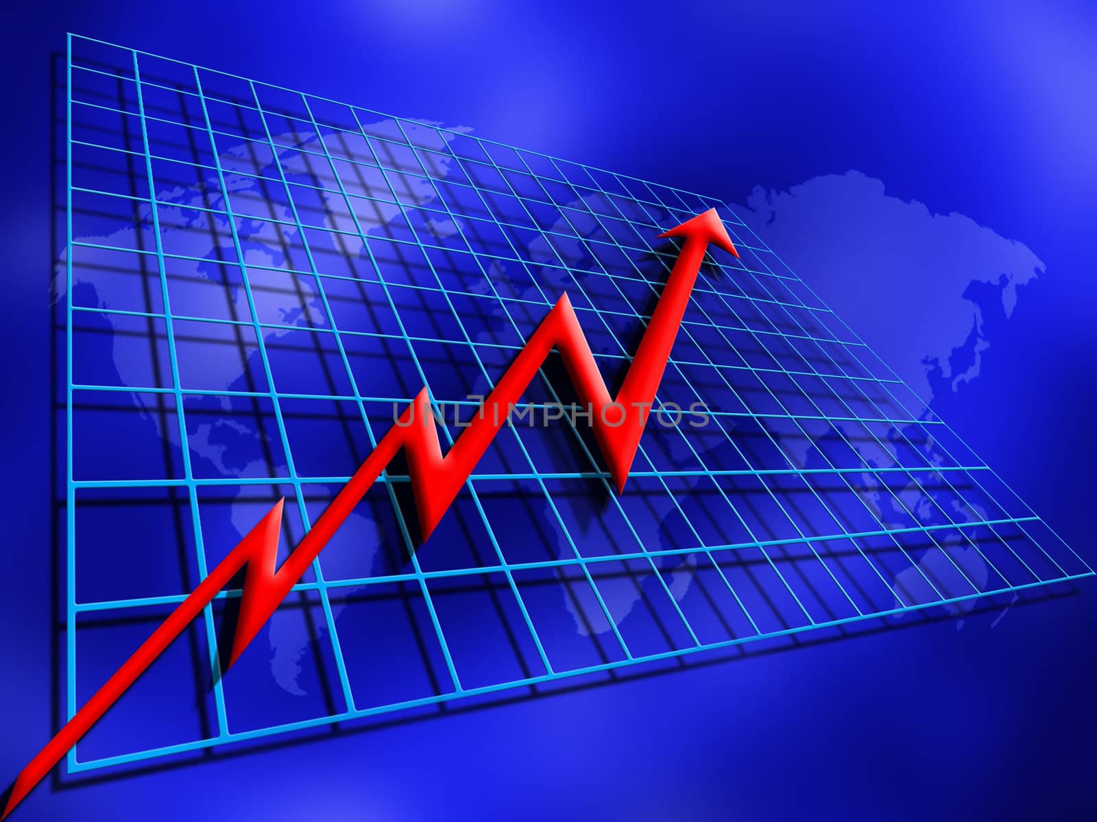 computer illustration of chart with rising profit