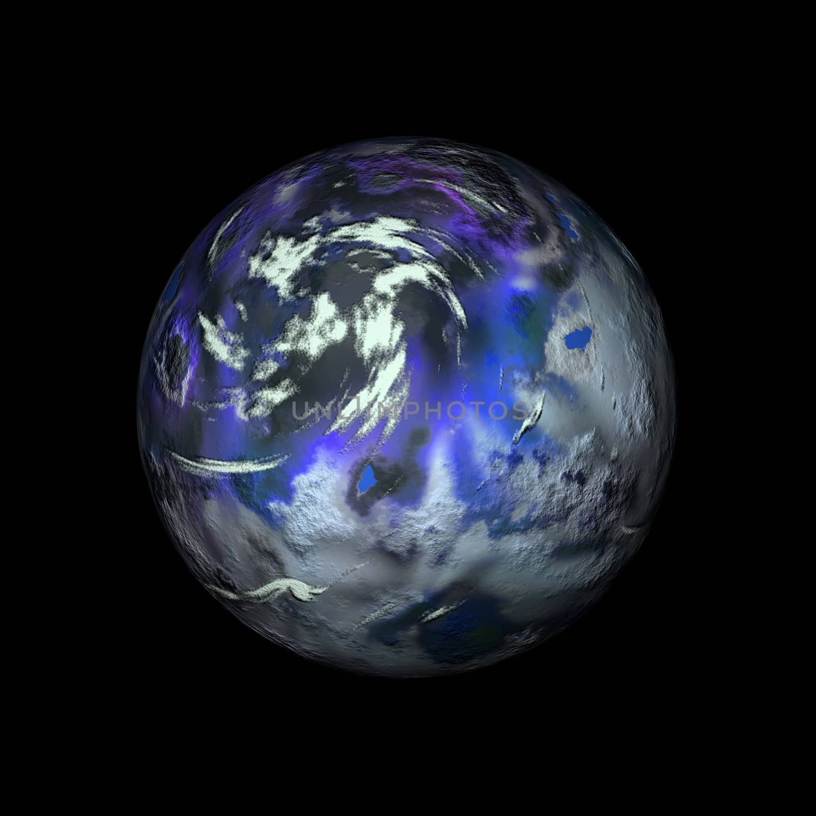 3d render of blue planet over black background