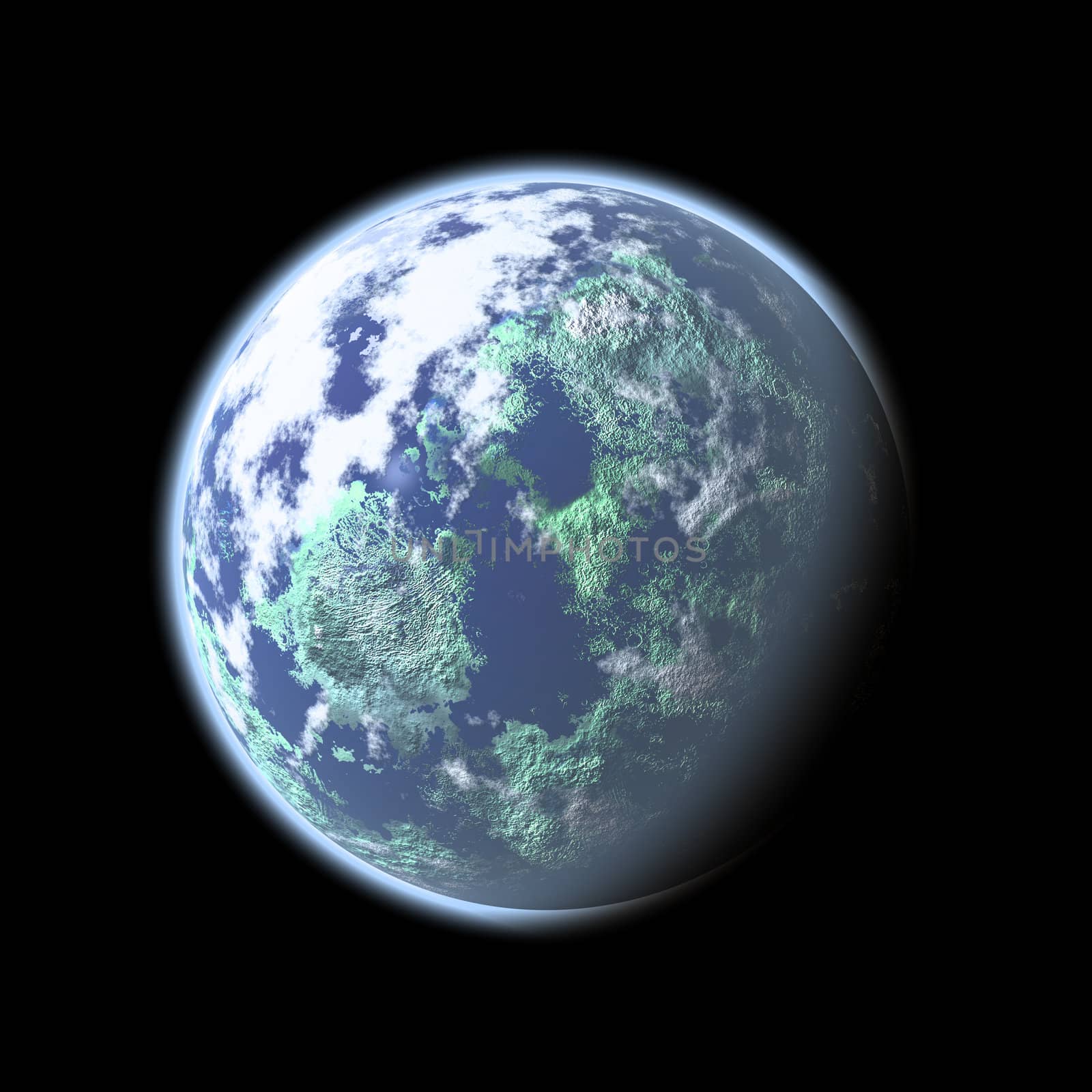 3d render of blue planet