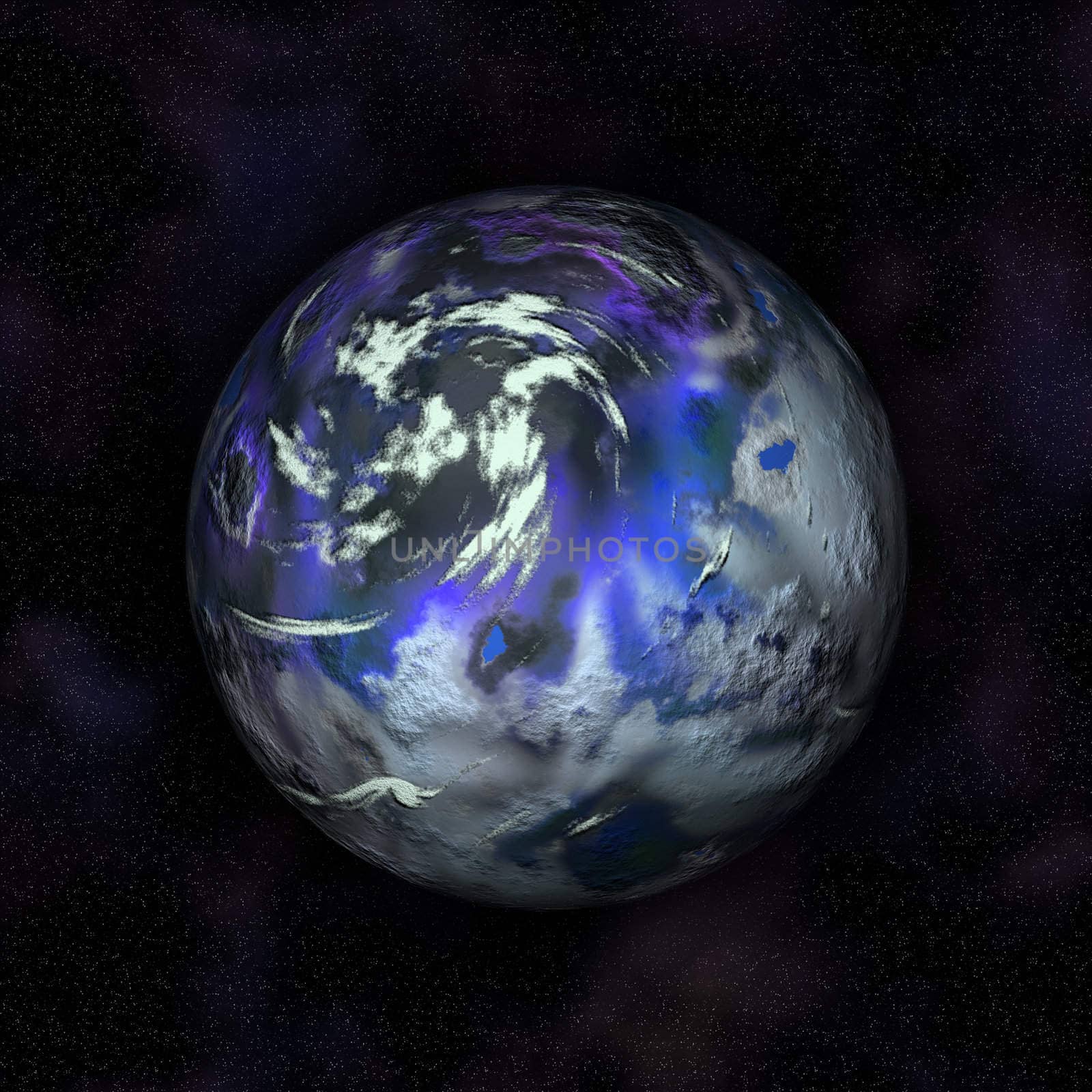 3d render of blue planet over black background