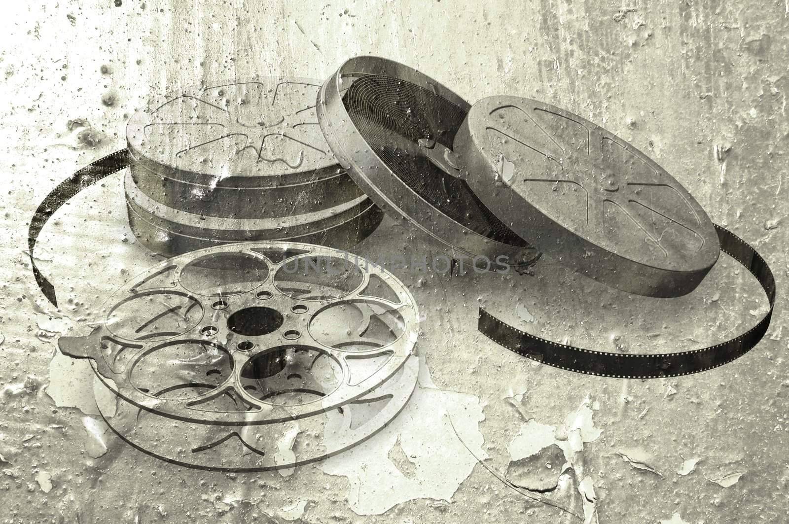 Sepia toned grunge film reels