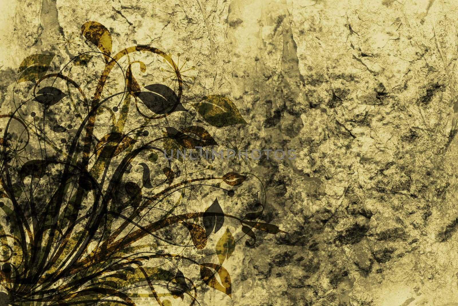 Floral design on grunge background