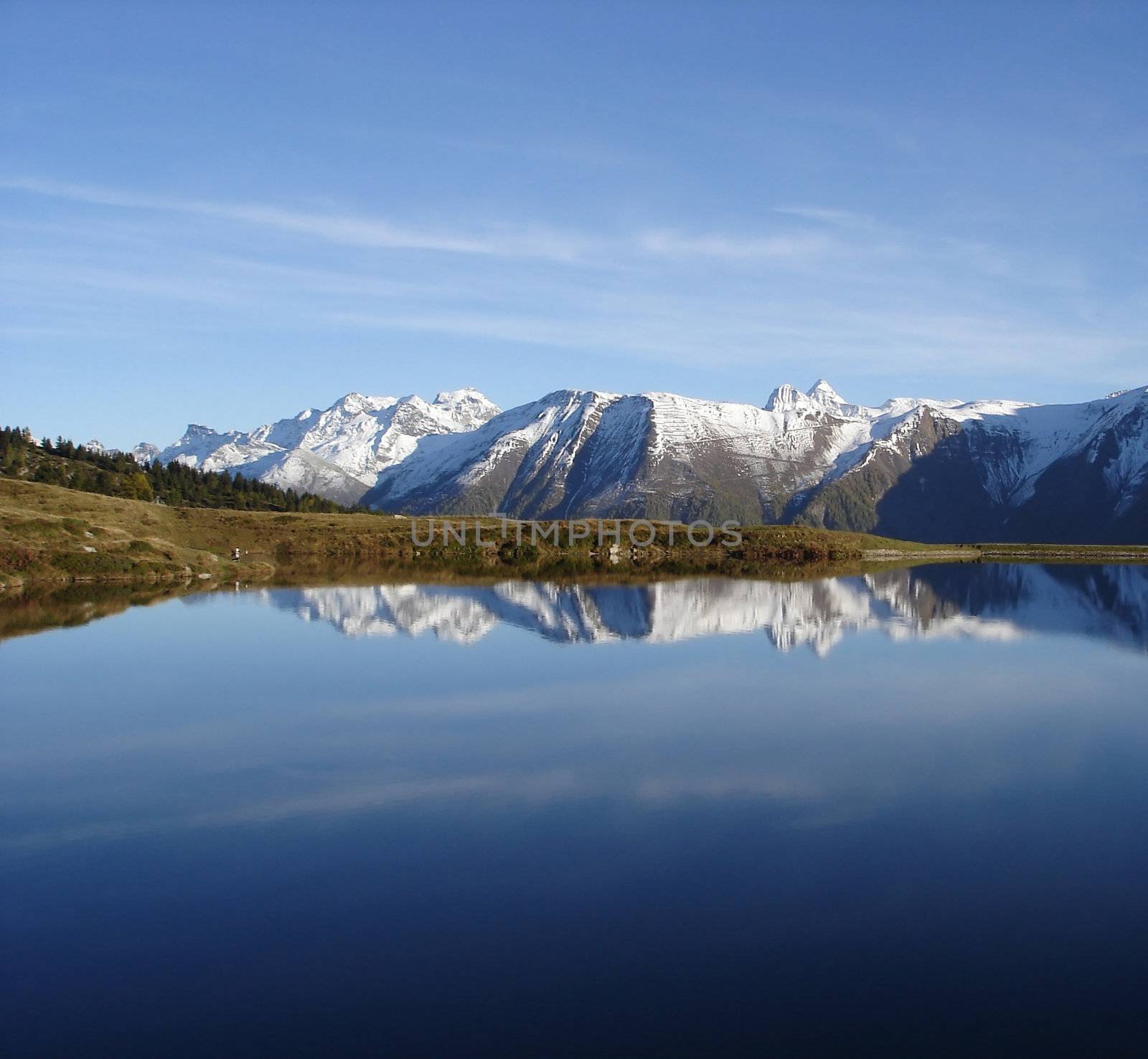 Mountain Reflection Switzerland by mmgphoto