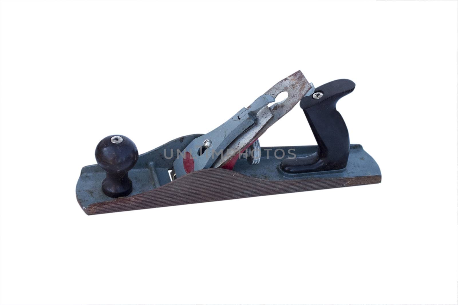 Old wood plane isolated on a white background. Clipping path included.
