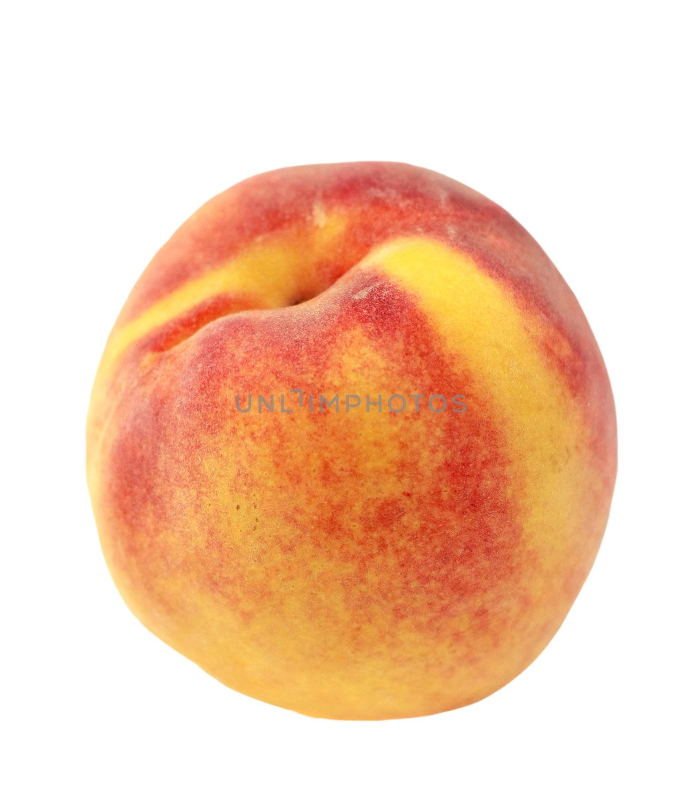 ripe peach isolated on a white background with clipping path