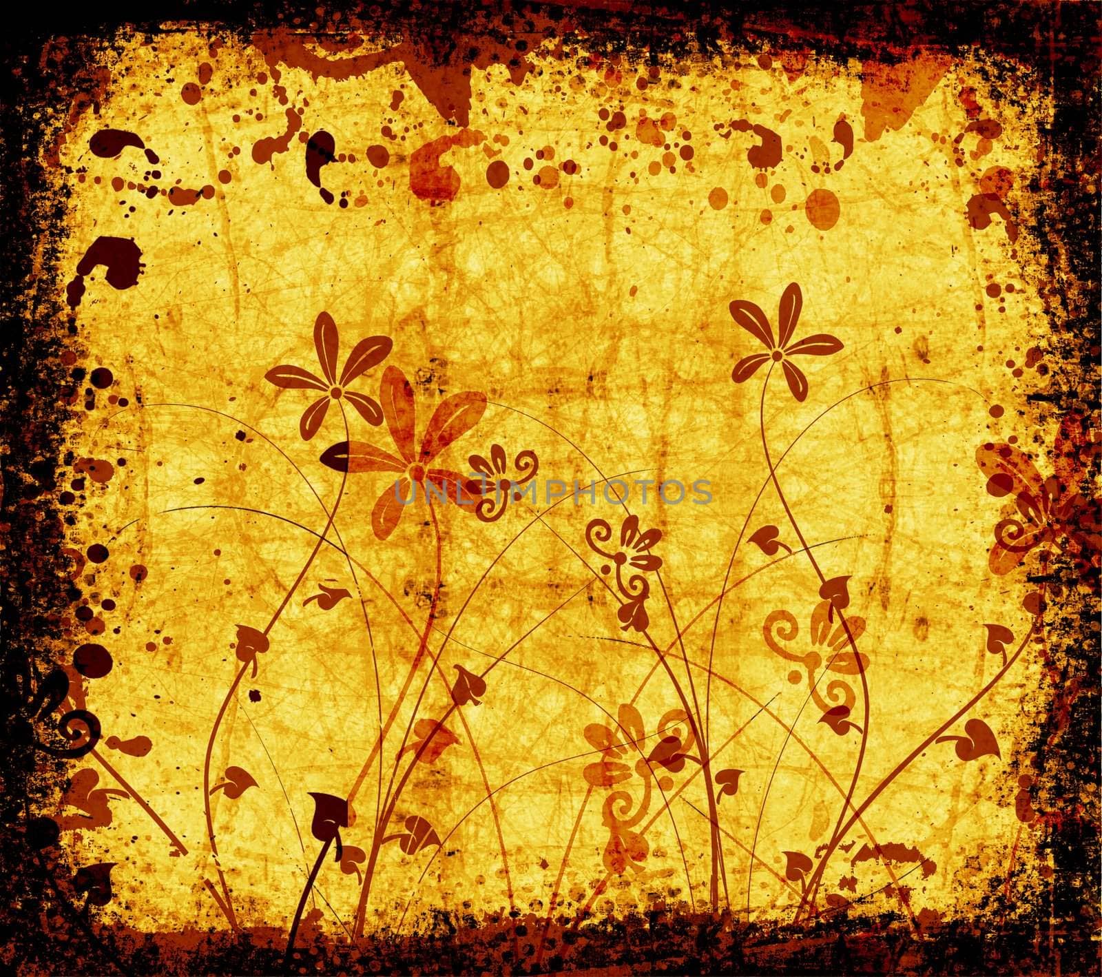 Floral design on grunge background