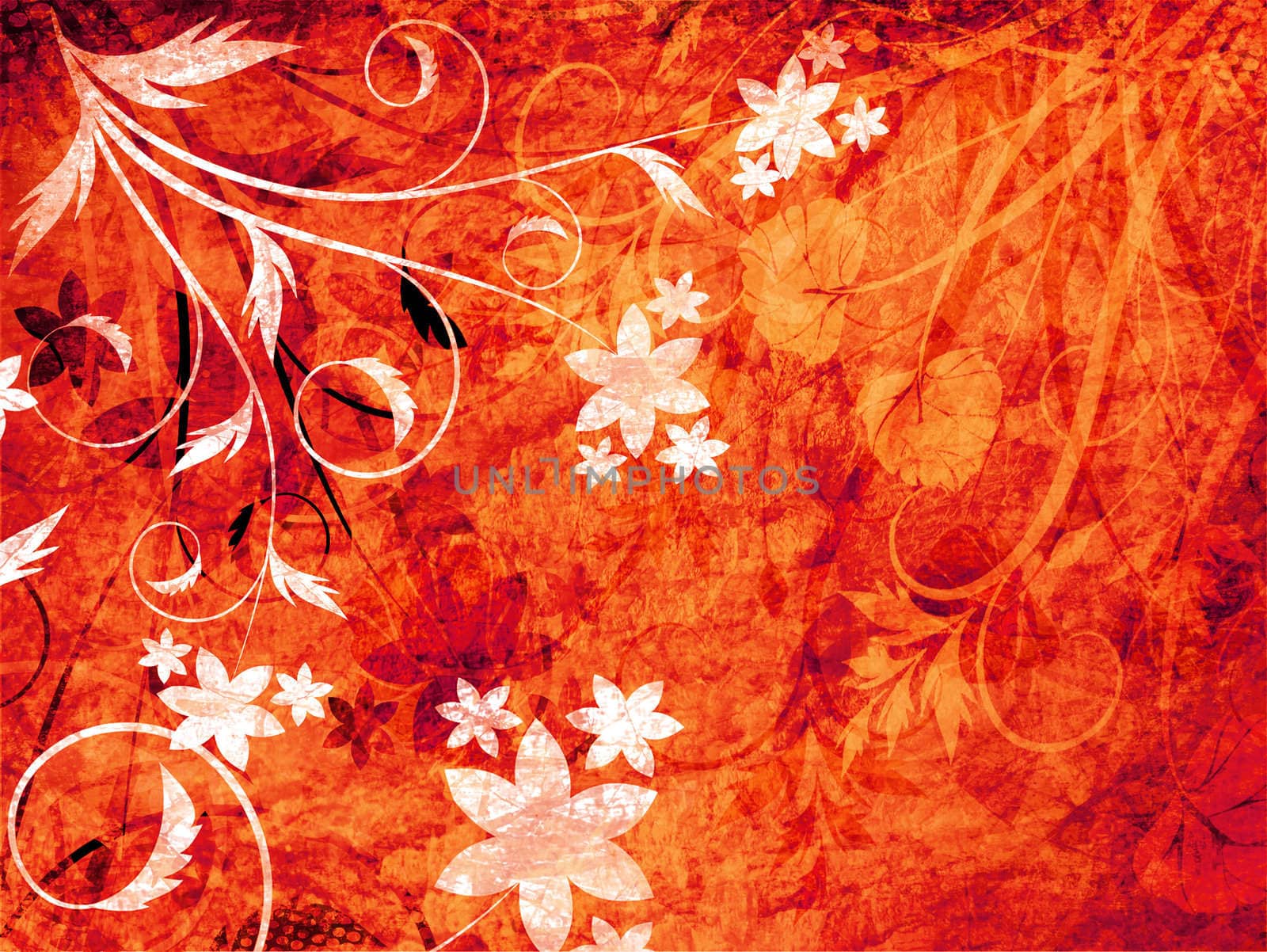 grunge floral background by kjpargeter