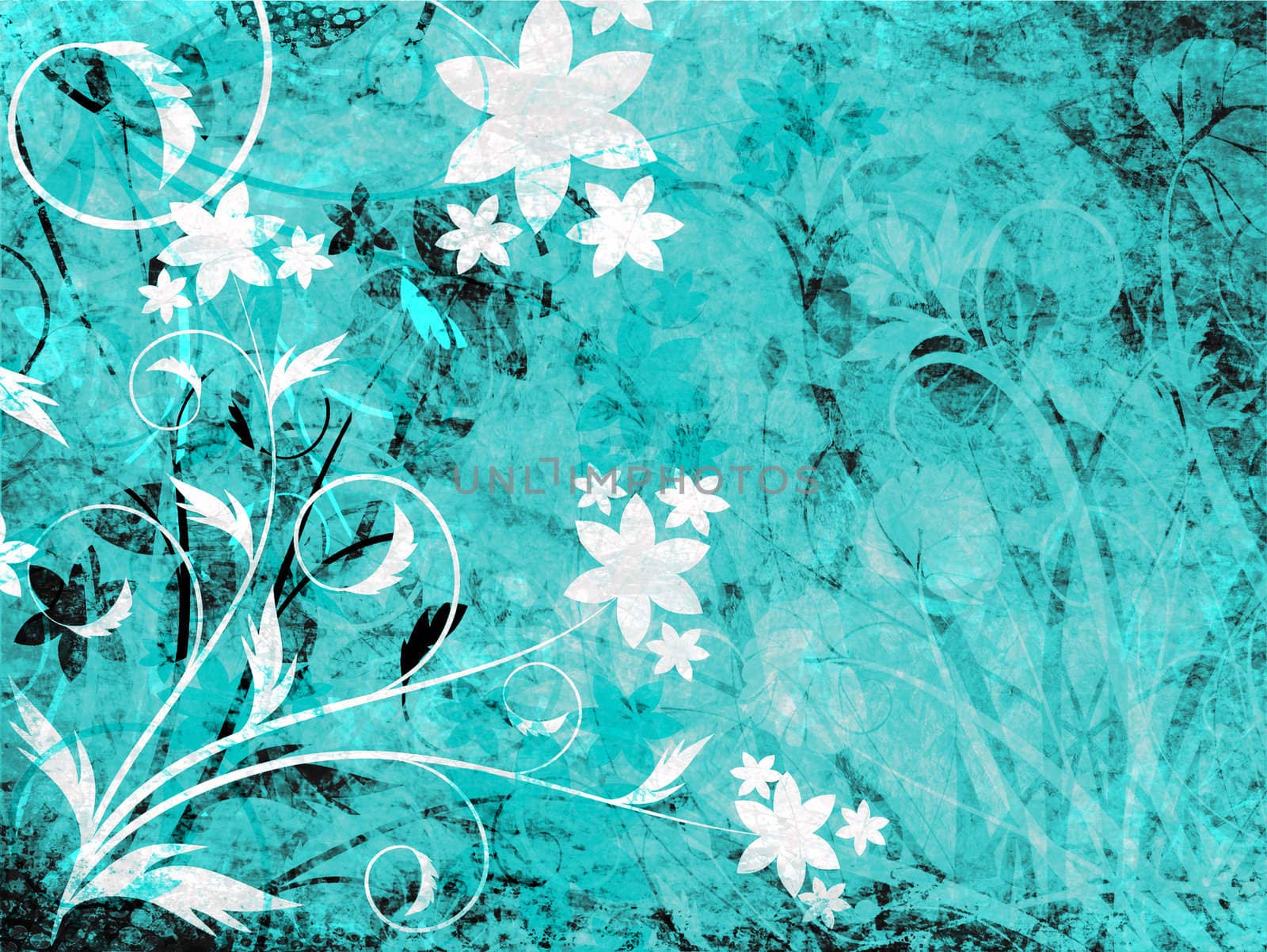 grunge floral background by kjpargeter