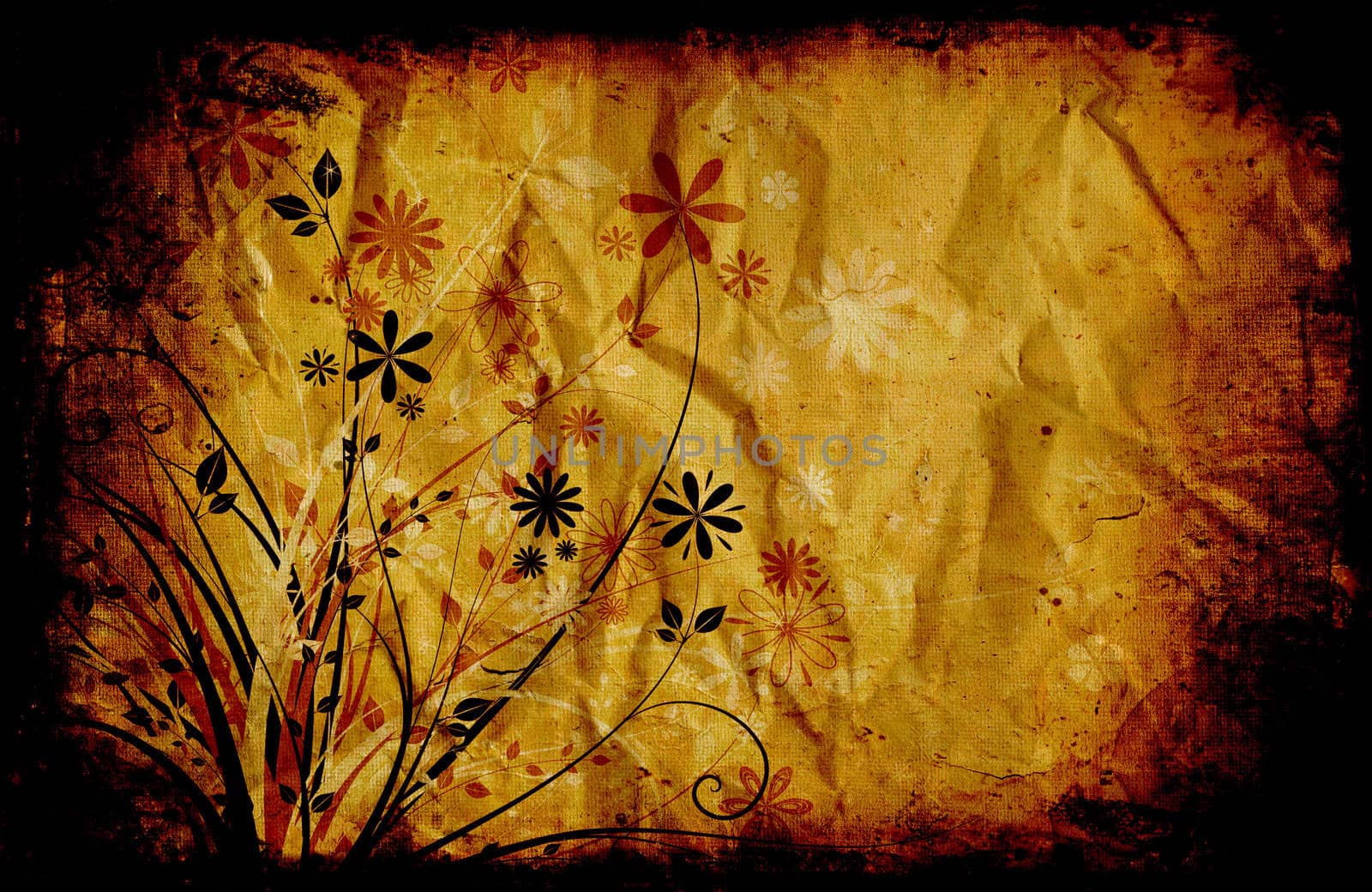 Abstract floral design on grunge style background