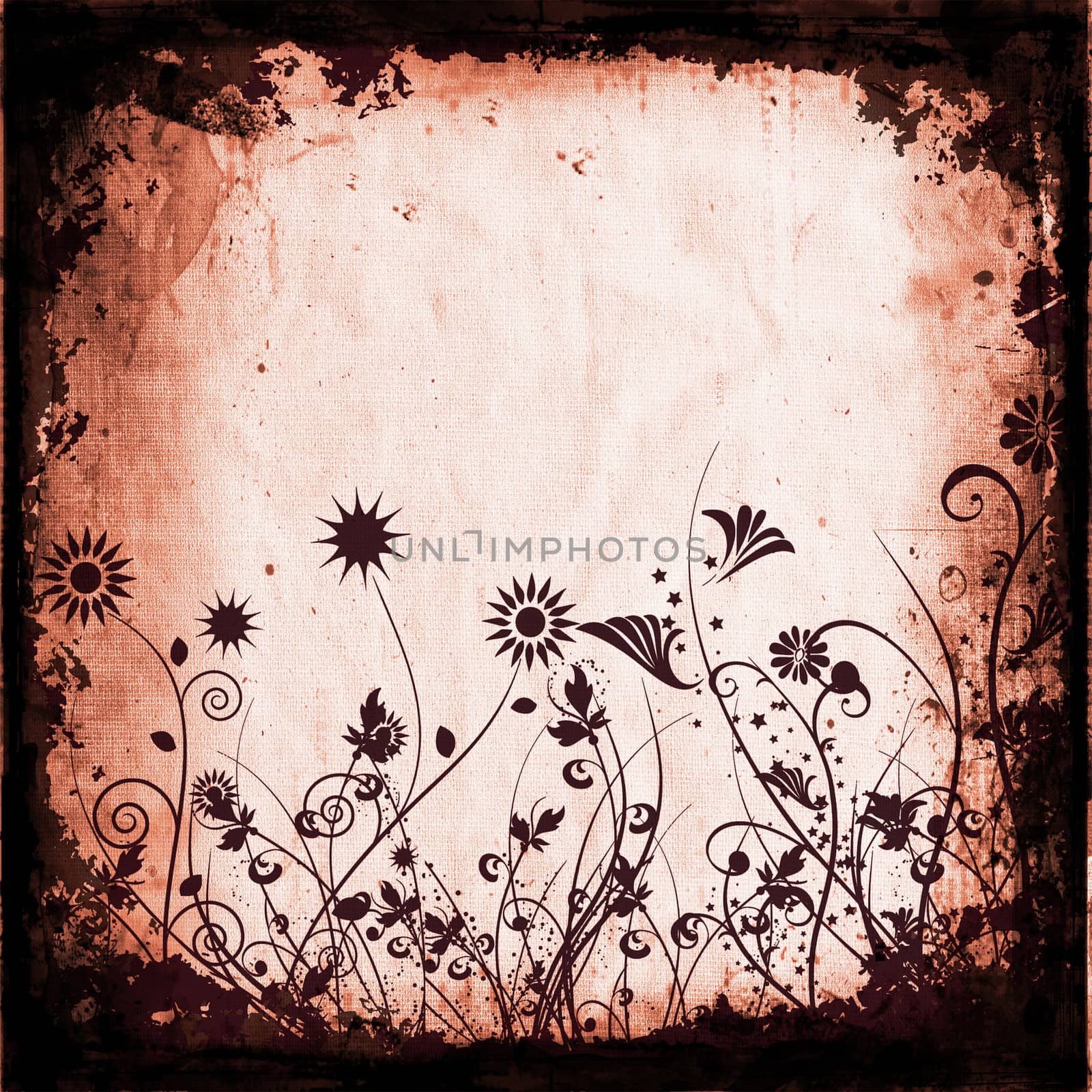 Floral design on grunge background