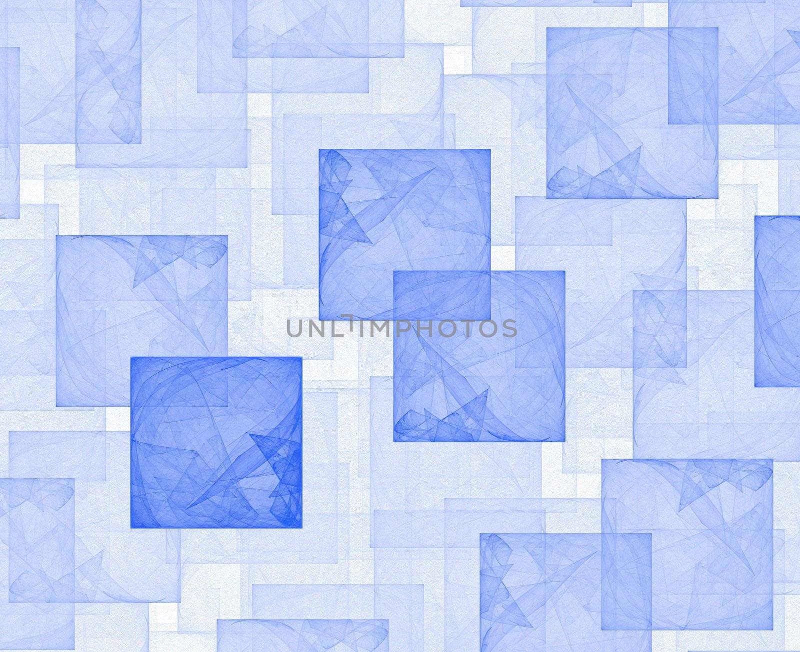 high res flame fractal in blue color, filling the frame with multiple cubes
