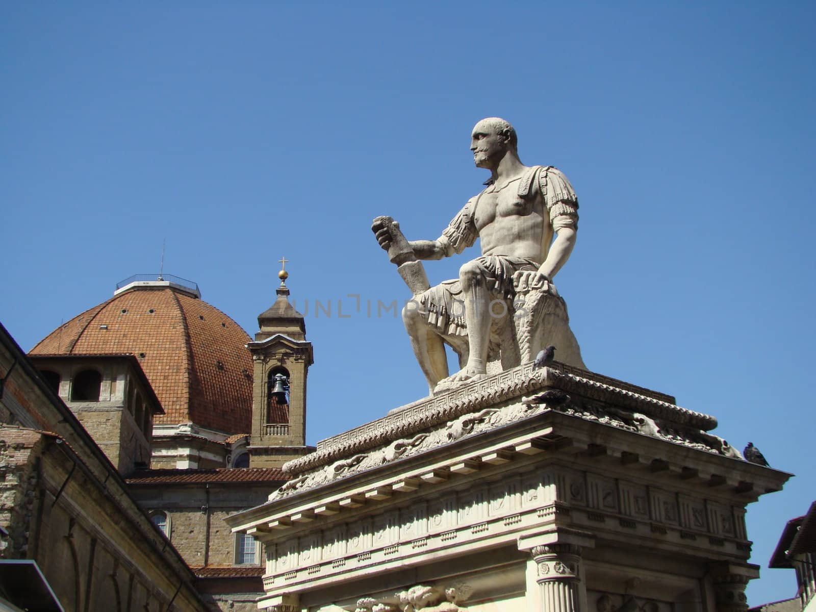 statue on Piazza San Lorenzo in Florence, Tuscany, Italy.