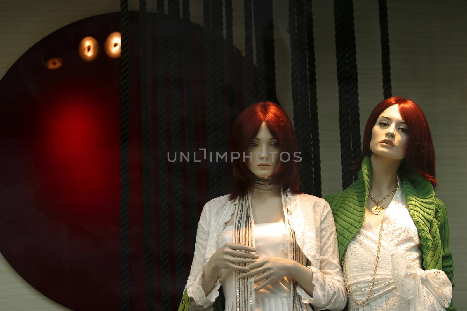 Two dummies in a show-window