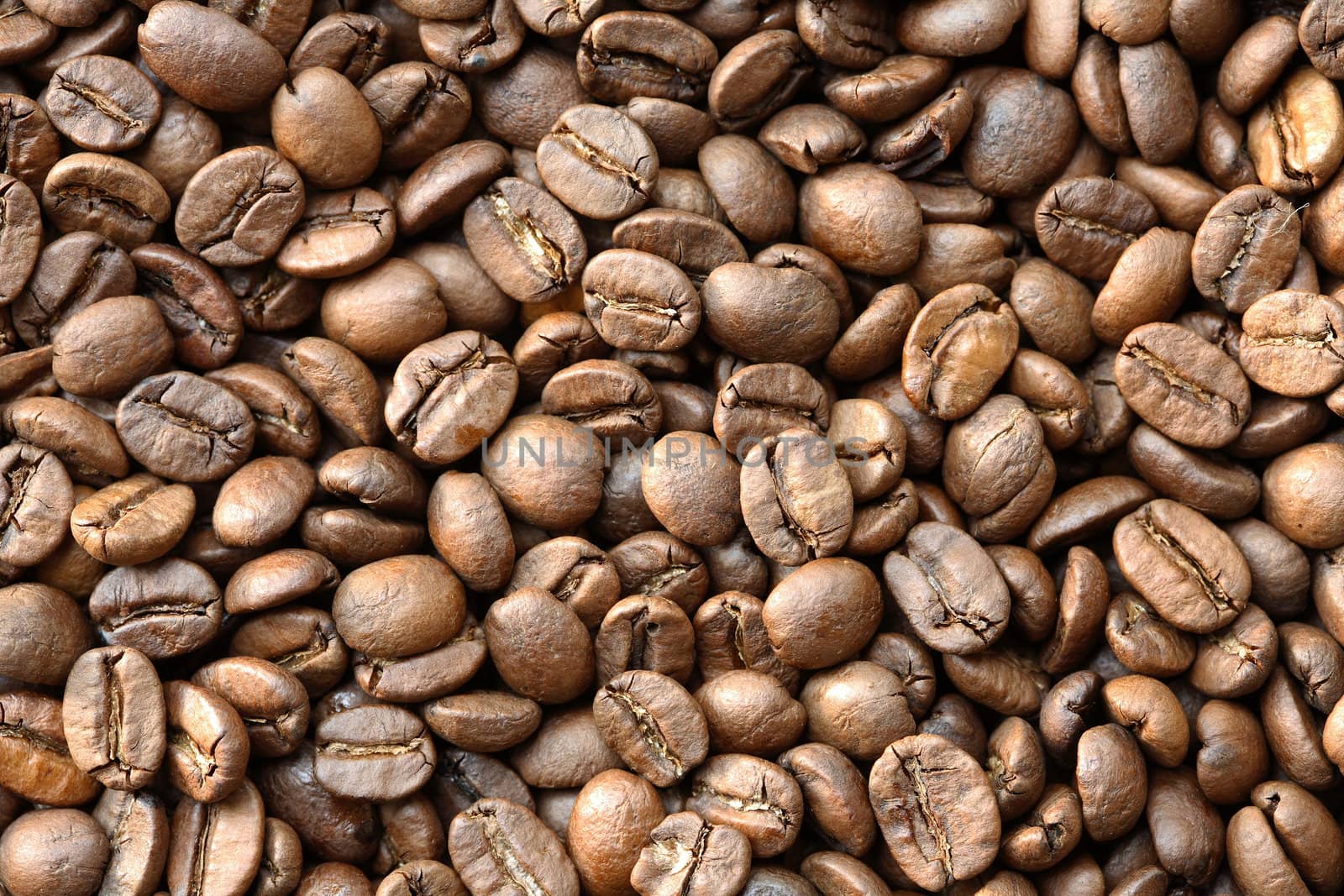 A view from above of coffee grains - macro shot