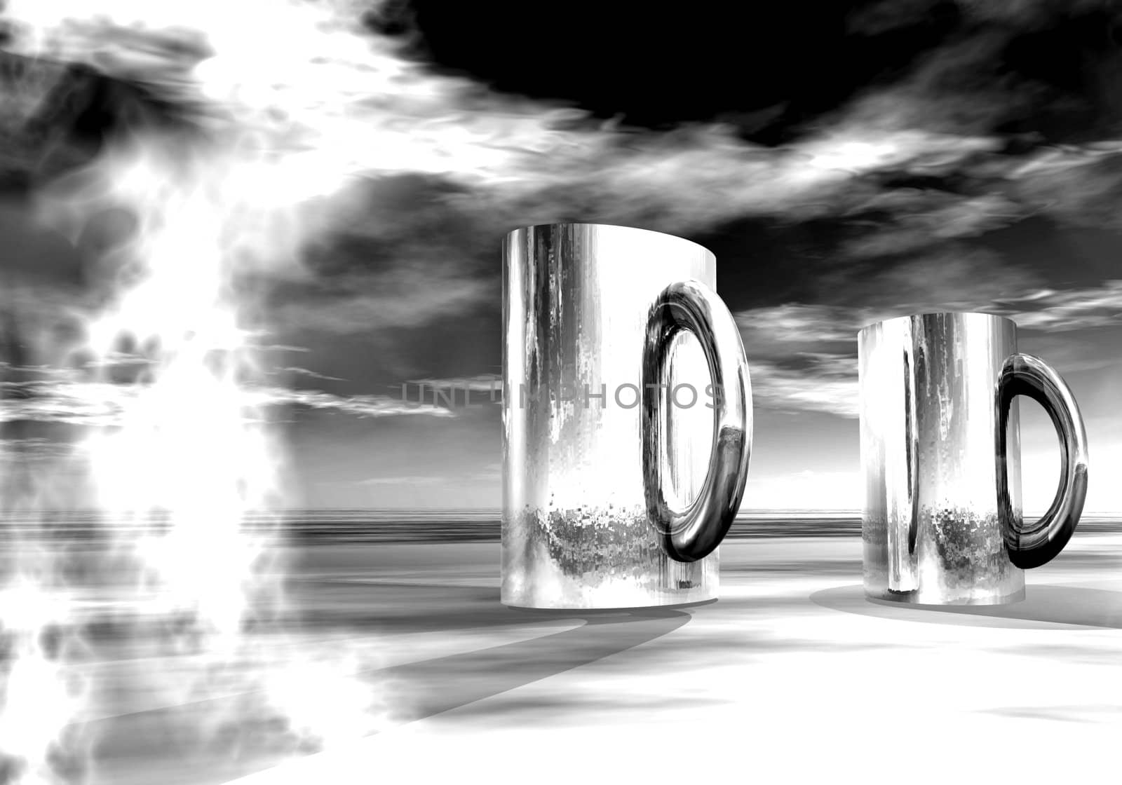 abstract image of a pair of mugs