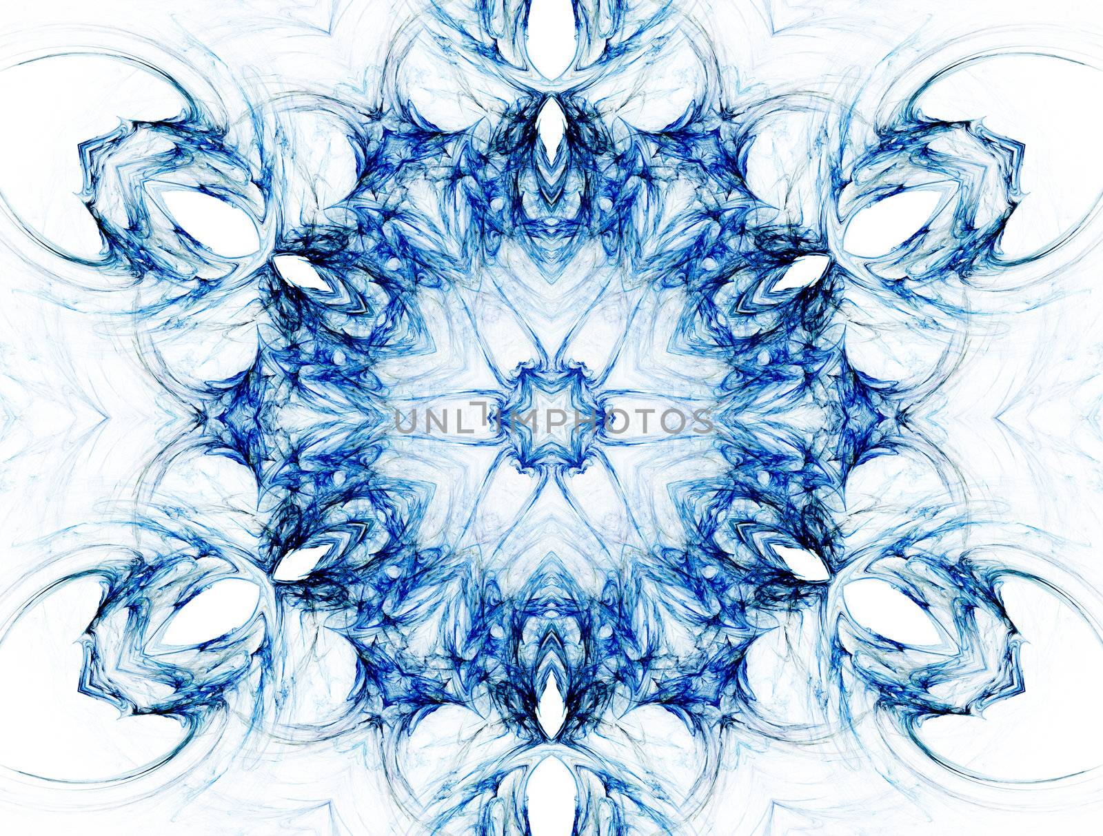 Kaleidoscopic image that resembles a mandala, chakra or abstract flower.