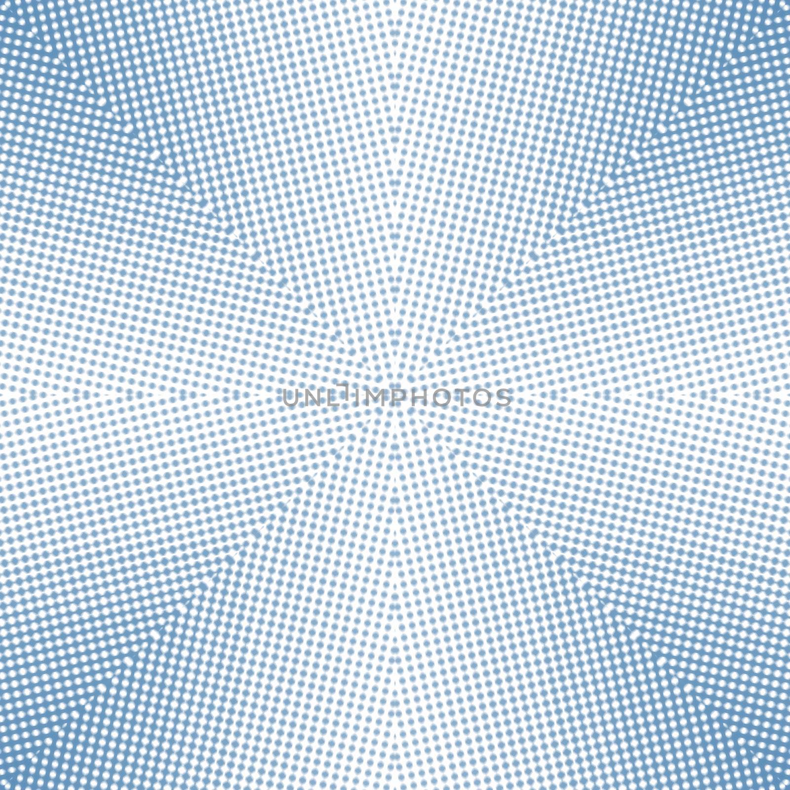 Halftone blue pattern with little dots and some zoom blur applied in square format