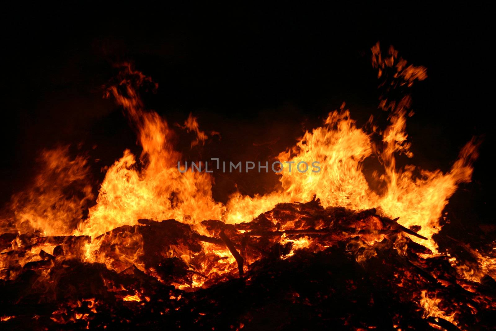 bonfire at Guy Fawkes night, traditionally used in England to get rid of (garden) rubbish