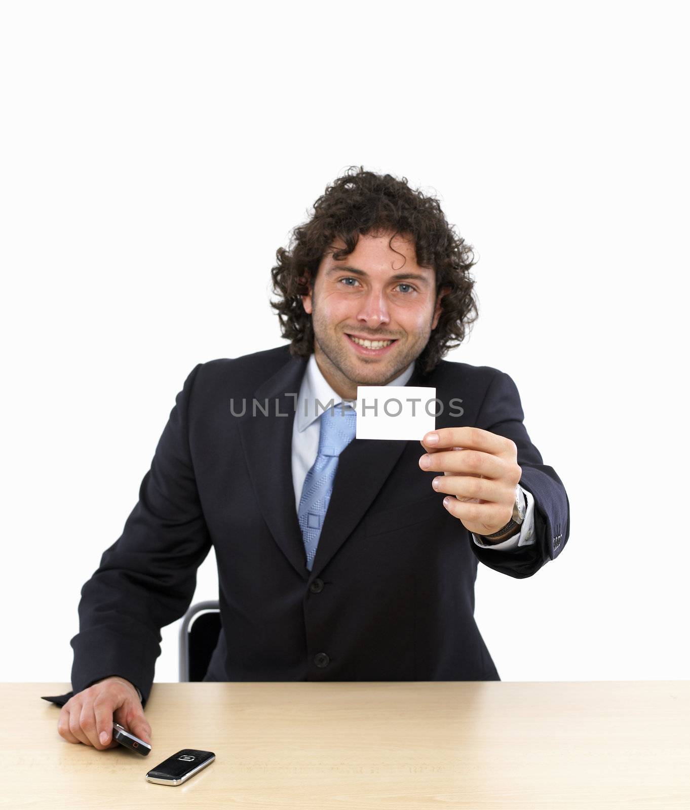 Businessman with Blank Business Card