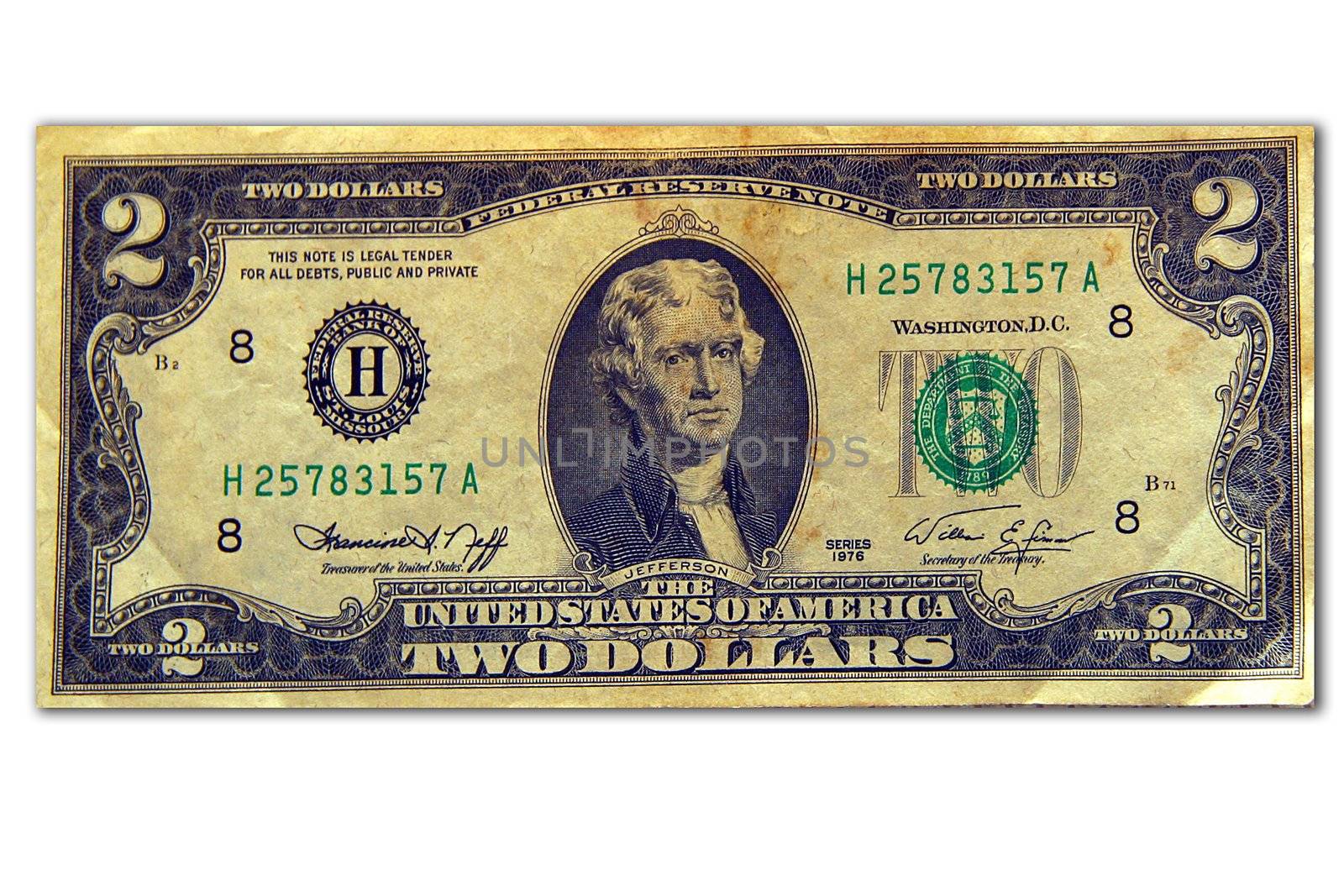 The image of old two dollar denominations