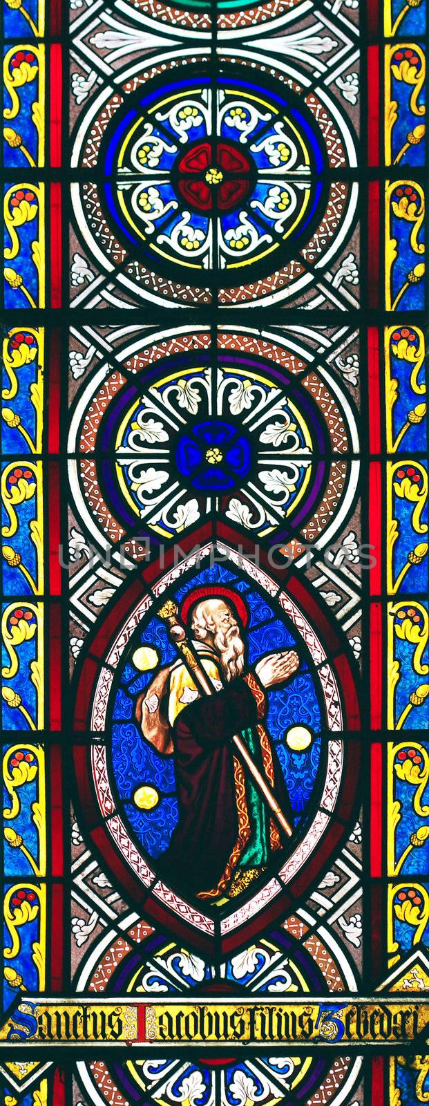  Window picturing Saint James the Greater in Chetwode Parish Church (former Abbey) in Buckinghamshire, England