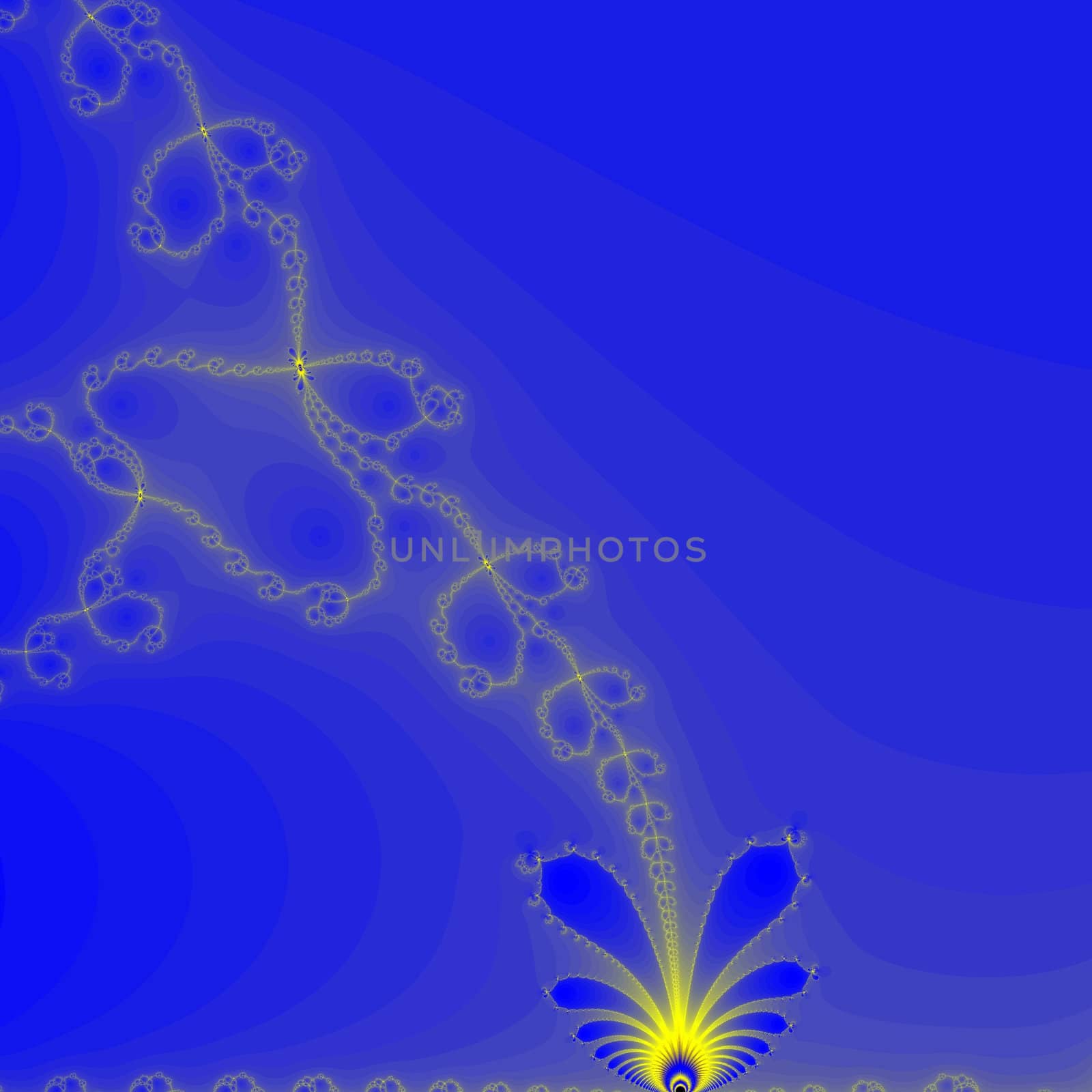 Abstract gold and blue fractal background, firebird theme