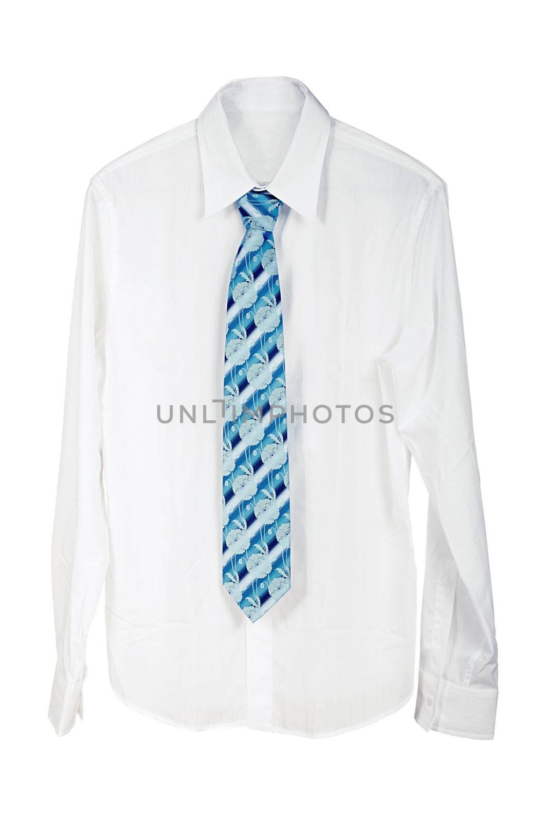 Man's shirt with a tie on a white background