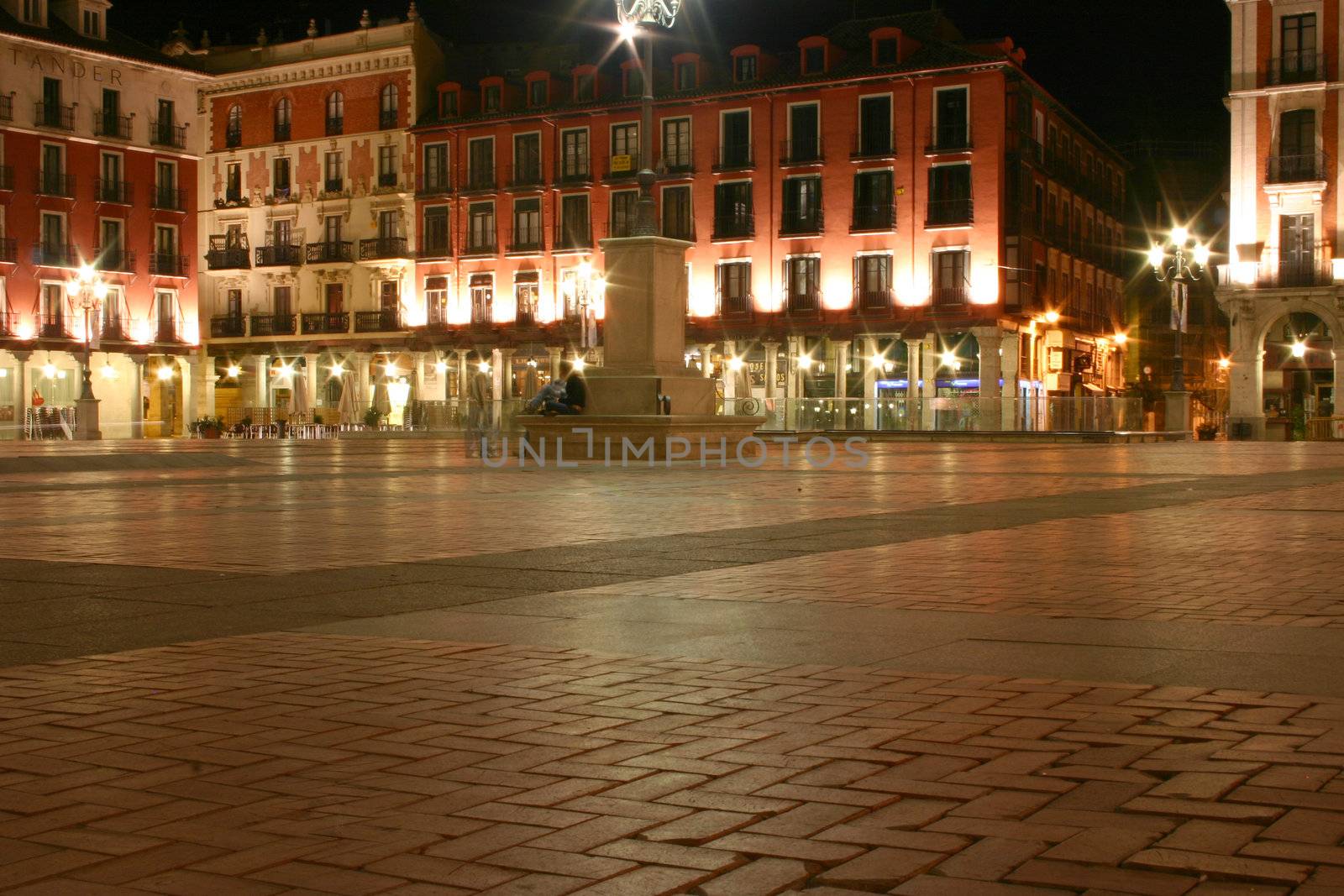 main plaza of Valladolid by night
