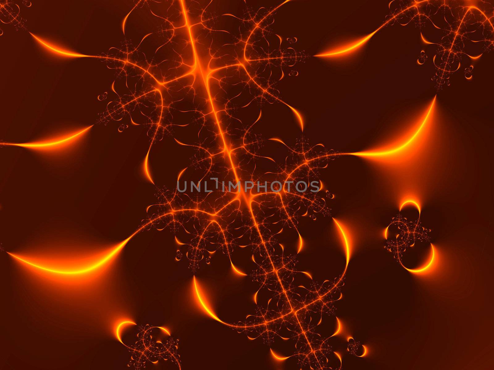 glowing fractal in orange and red