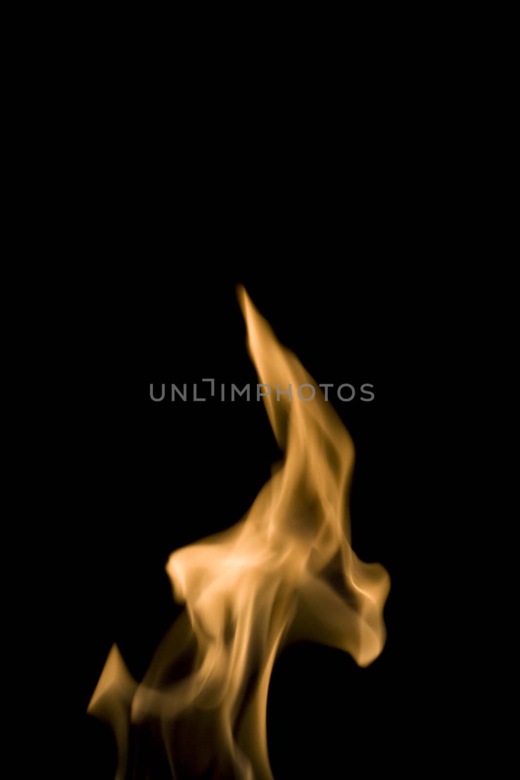 Real fire flames isolated on black