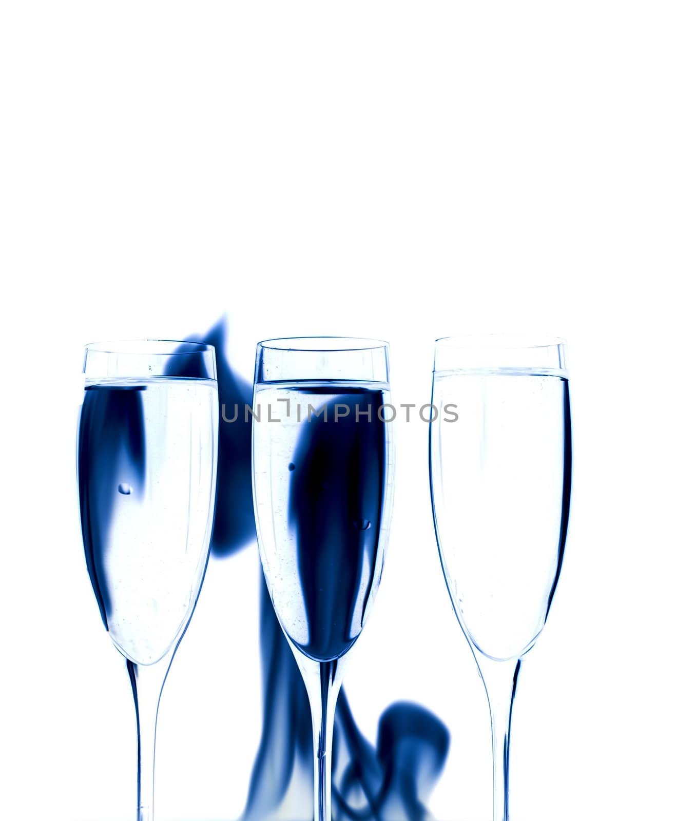 Three Crystal glasses and fire by Arsen