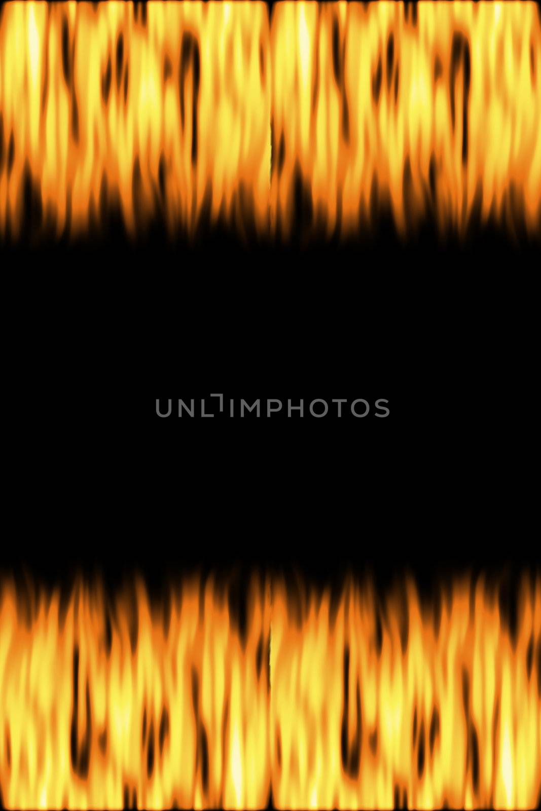 flickering flames over black background with black copy spacewith copy space