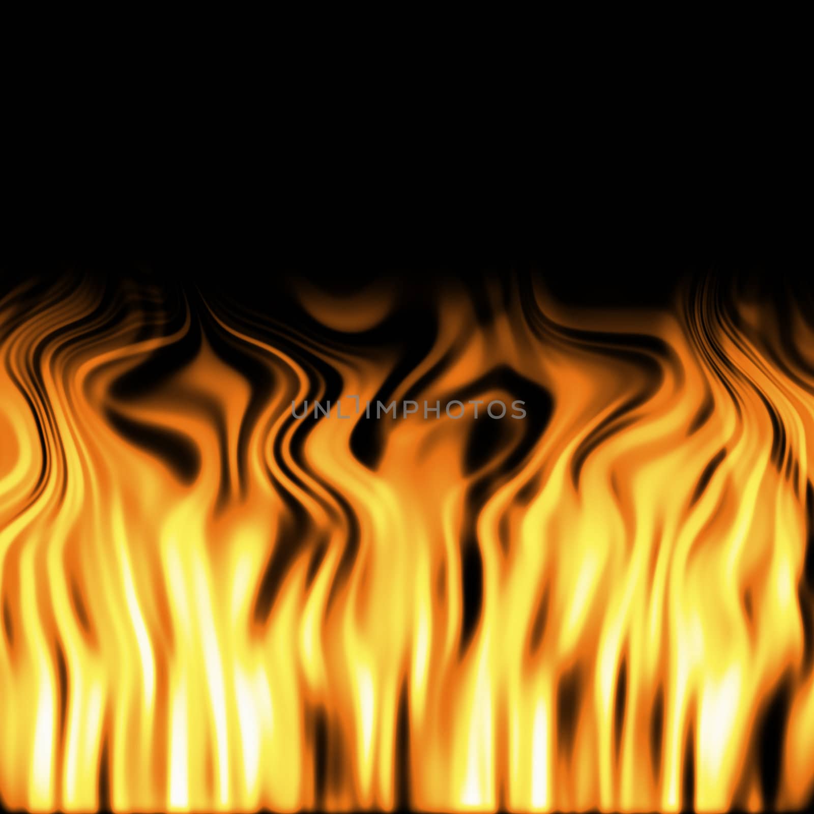 flickering flames over black background, copy-space
