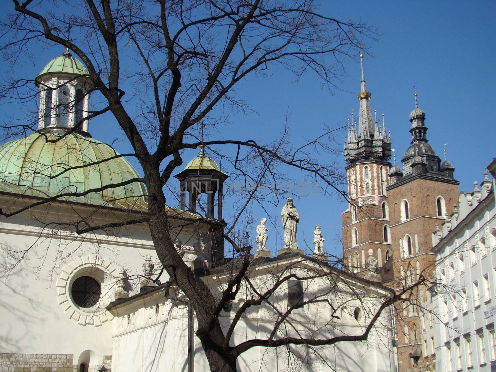 fragment of Main Market Square in Cracow, Poland