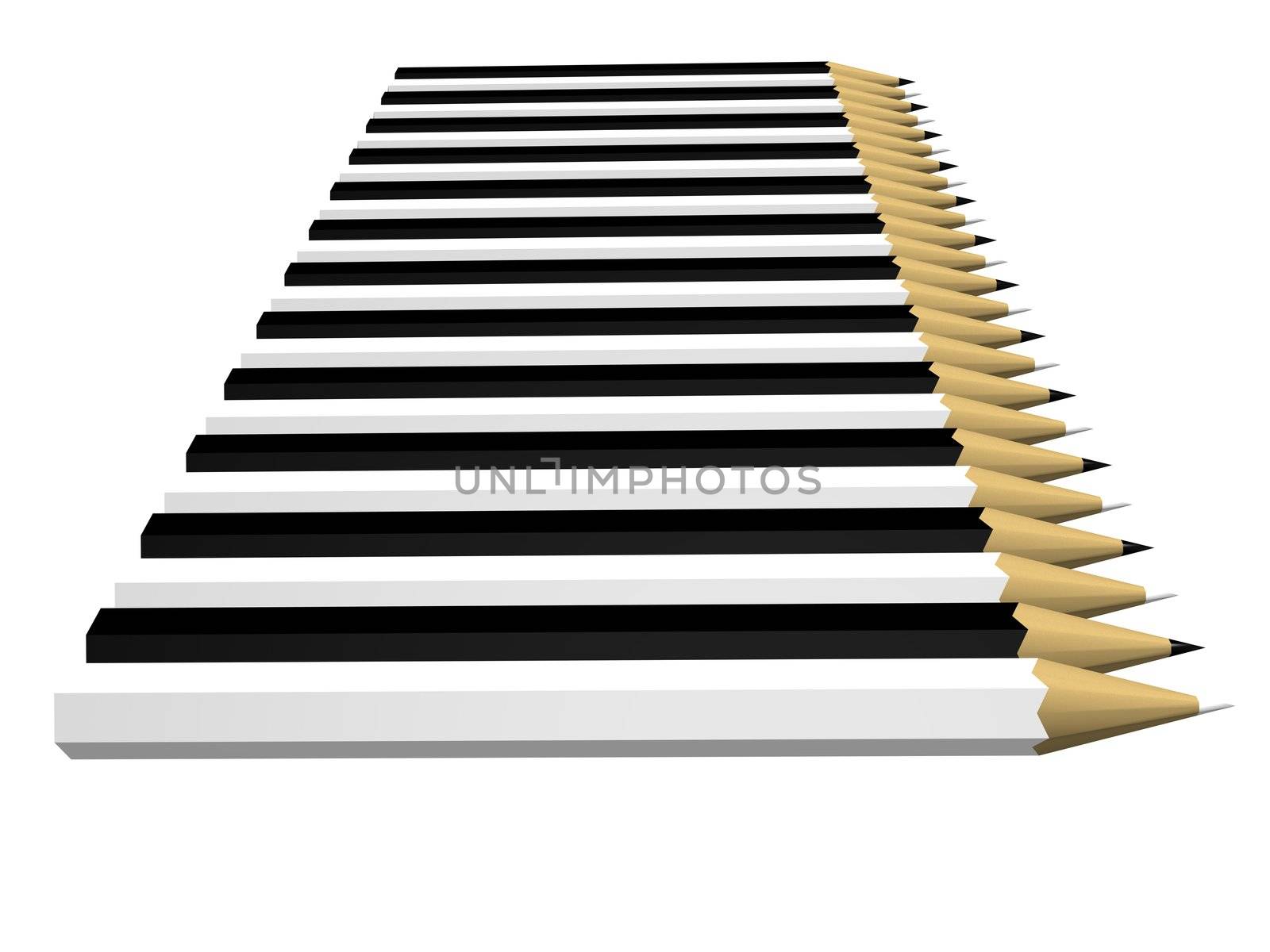 Row of twenty-four pencils black and white