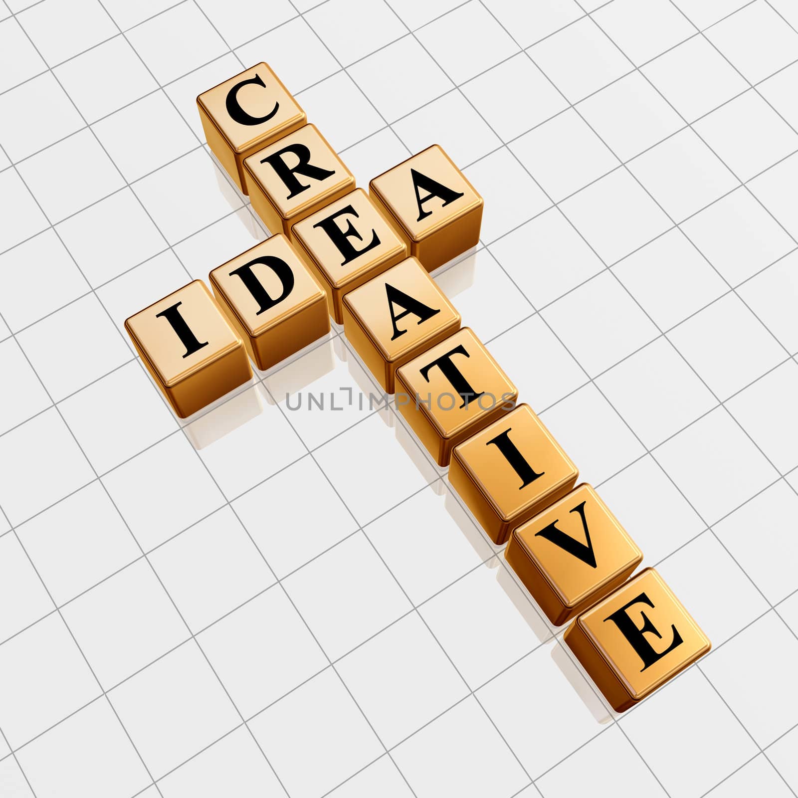 3d golden cubes with black letters like crossword with text - creative idea