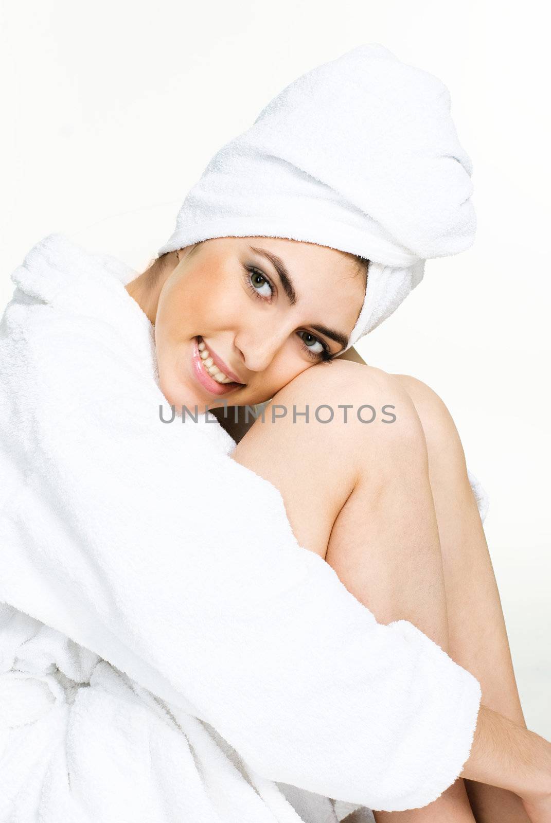 pretty girl wearing a dressing gown by lanak