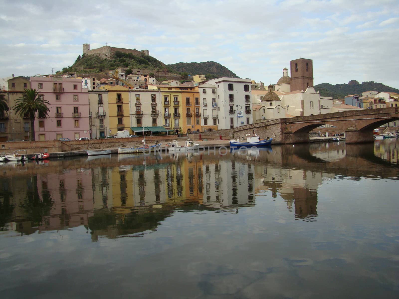 picturesque village Bosa on Temo river in west Sardinia