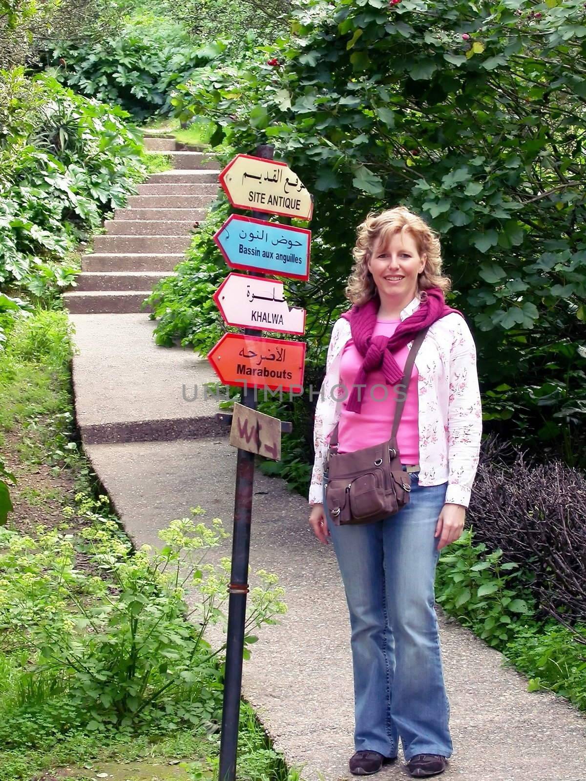 a tourist is wondering which post sign to follow