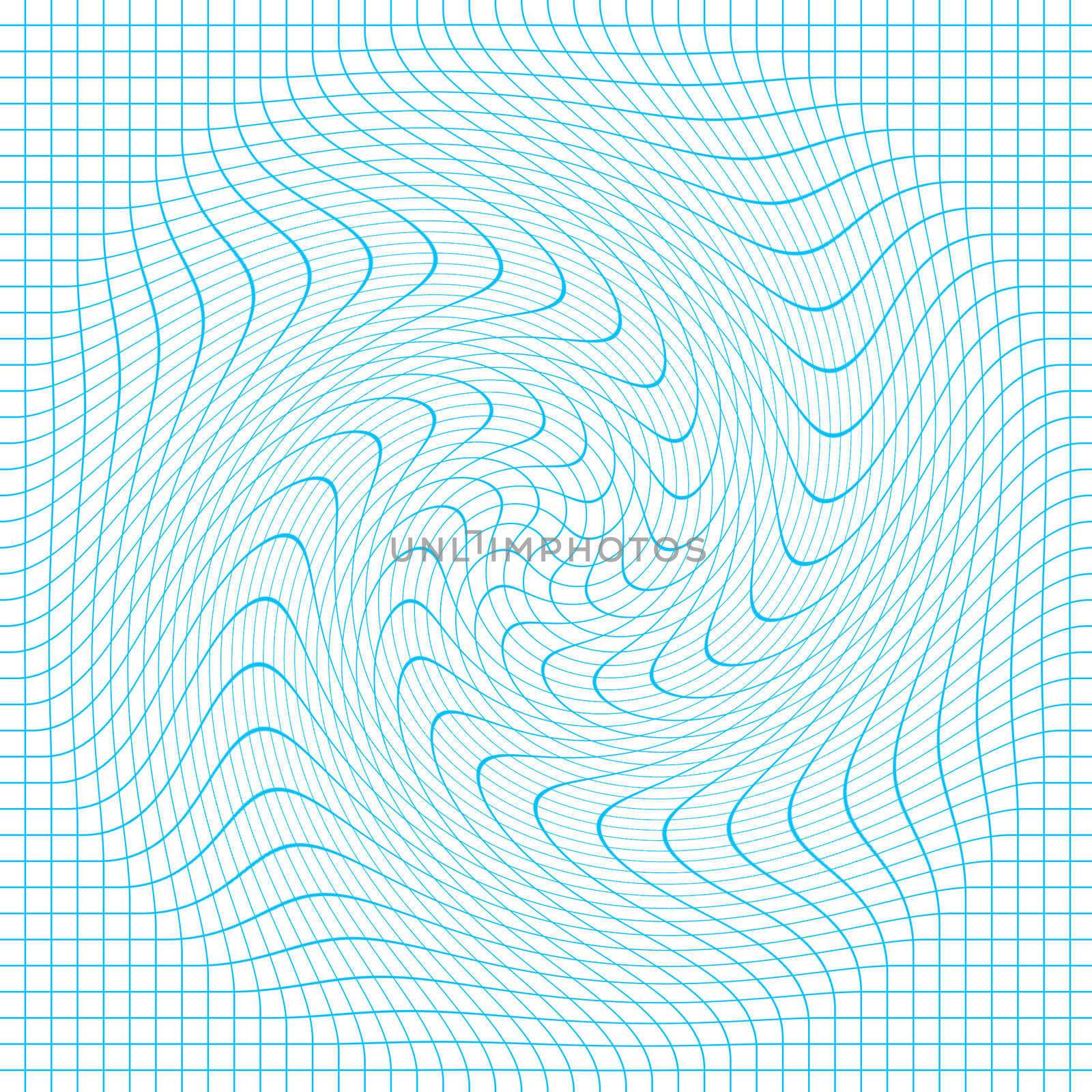 distorted and twirled 3d grid