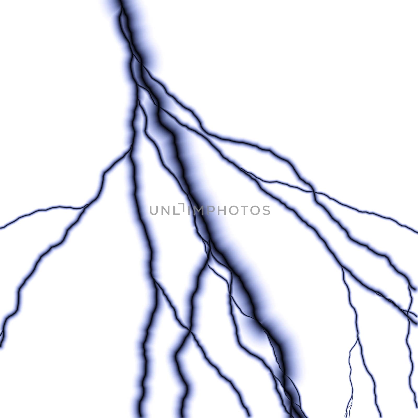 Bolts of lightning isolated over a white background.