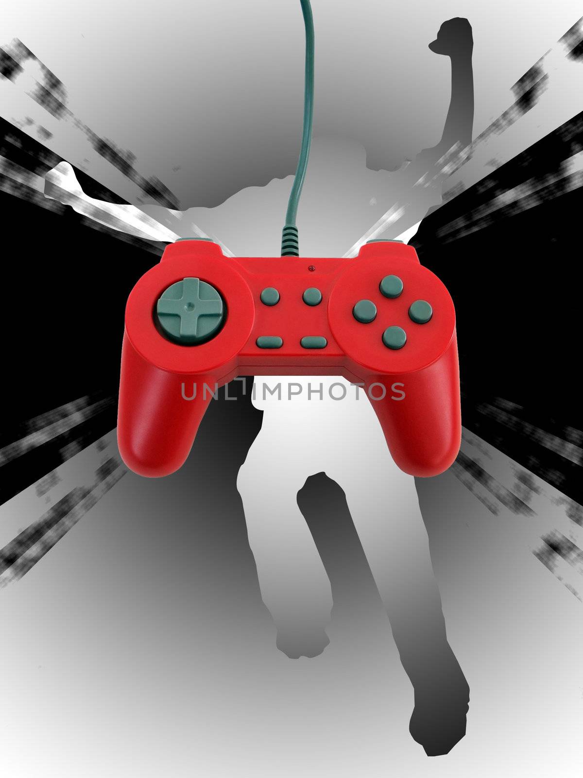 A red game controller isolated over white with plenty of copyspace.  This file includes a clipping path for the controller.